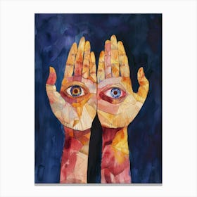 Two Hands With Eyes Canvas Print