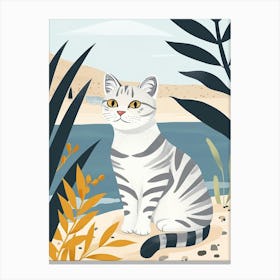 American Shorthair Cat Storybook Illustration 2 Canvas Print