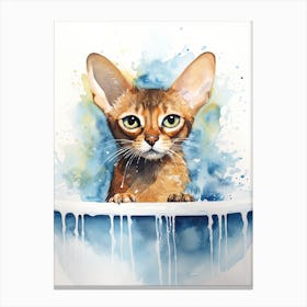 Abyssinian Cat In Bathtub Bathroom 1 Canvas Print