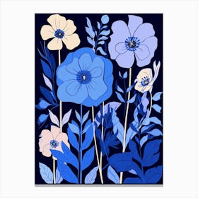 Blue Flower Illustration Larkspur Canvas Print