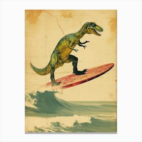 Vintage Baryonyx Dinosaur On A Surf Board              1 Canvas Print