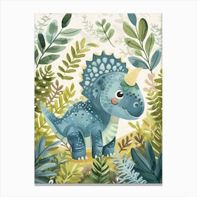 Cute Protoceratops Dinosaur Watercolour 4 Canvas Print