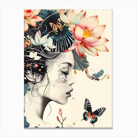 Butterfly And Lotus Canvas Print