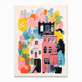 A House In San Francisco, Abstract Risograph Style 1 Canvas Print