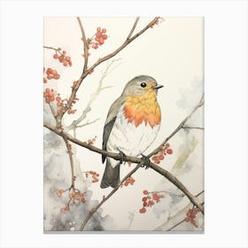 Bird Illustration Robin 1 Canvas Print