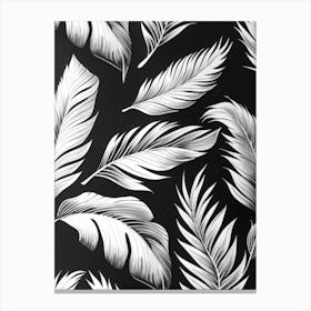 Black And White Palm Leaves Canvas Print