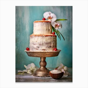 Wedding Cake On A Cake Stand sweet food Canvas Print