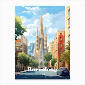 Barcelona Spain Catalonia Modern Travel Art 1 Canvas Print