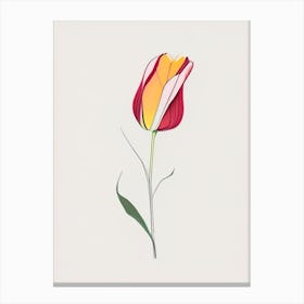 Tulip Floral Minimal Line Drawing 1 Flower Canvas Print