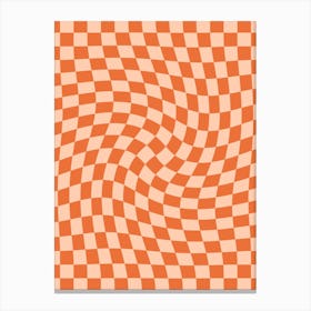 Checkerboard Orange Twist Canvas Print