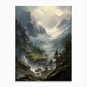 Rustic River Landscape Painting Canvas Print