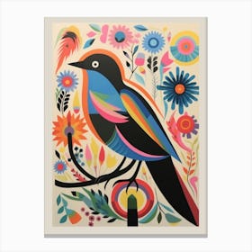 Colourful Scandi Bird Chimney Swift 2 Canvas Print