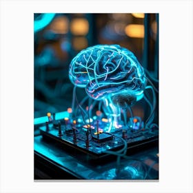 Cybernetic Brain Circuit Infused With Futuristic Design Bioluminescent Neural Pathways Intertwine (1) Canvas Print