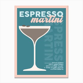 Teal Espresso Martini Cocktail Canvas Print