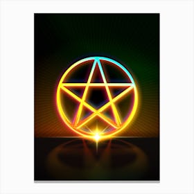 Neon Geometric Glyph in Watermelon Green and Red on Black n.0193 Canvas Print