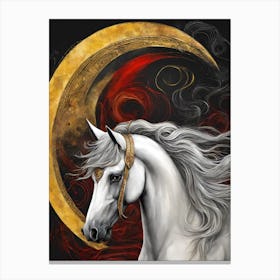 Horse With Crescent Moon Canvas Print