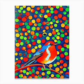 European Robin Yayoi Kusama Style Illustration Bird Canvas Print