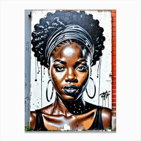 Graffiti Mural Of Beautiful Black Woman 317 Canvas Print