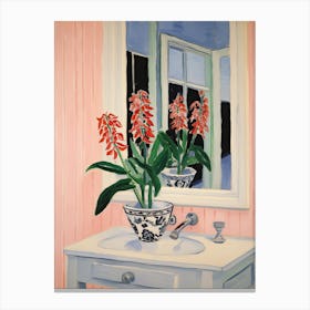 Bathroom Vanity Painting With A Foxglove Bouquet 4 Canvas Print