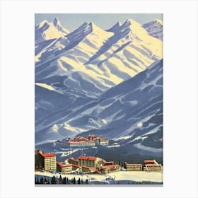 Les Deux Alpes, France Ski Resort Vintage Landscape 1 Skiing Poster Canvas Print