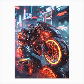 Neon Motorcycle In The City 1 Canvas Print