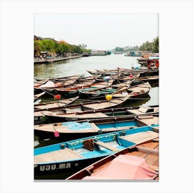 Boats With Laterns In Hoi An Vietnam Canvas Print