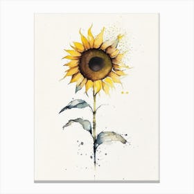 Sunflower Symbol 1 Minimal Watercolour Canvas Print