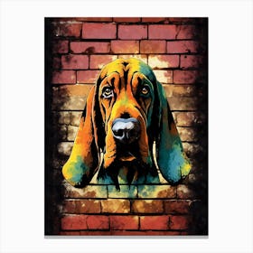 AestheticBloodhound Dog Puppy Brick Wall Graffiti Artwork Canvas Print
