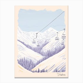 Poster Of Verbier   Switzerland, Ski Resort Pastel Colours Illustration 3 Canvas Print