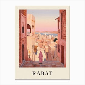Rabat Morocco 2 Vintage Pink Travel Illustration Poster Canvas Print