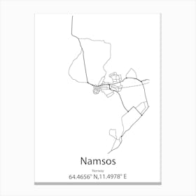 Namsos,Norway Minimalist Map Canvas Print