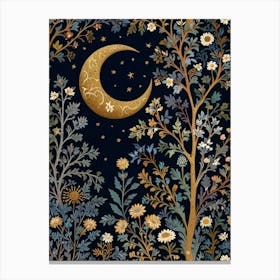 Moon And Flowers 4 Canvas Print