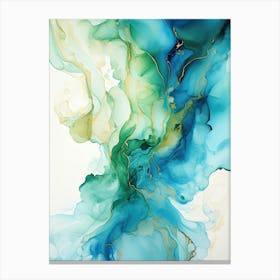 Blue, Green, Gold Flow Asbtract Painting 3 Canvas Print