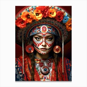 Day Of The Dead woman Mexican life Canvas Print