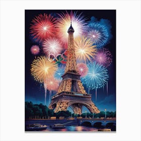 Eiffel Tower Fireworks Canvas Print