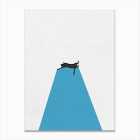 Vintage Minimal Art Cat Behind Light Canvas Print