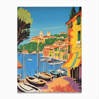 Portofino Italy 4 Travel Poster Vintage Canvas Print