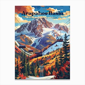 Arapahoe Basin Colorado Ski Area Travel Art Illustration Canvas Print