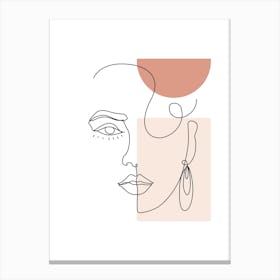 Minimal Woman Face Line Art Canvas Print