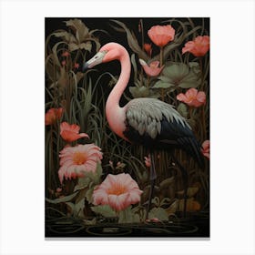 Dark And Moody Botanical Flamingo 3 Canvas Print