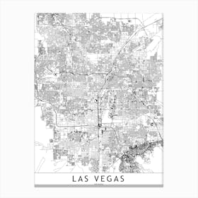Las Vegas White Map Canvas Print