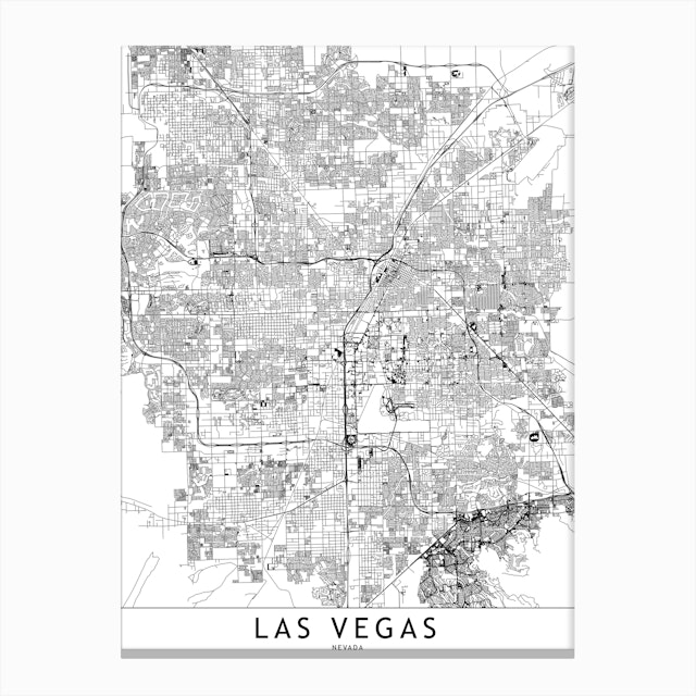 Las Vegas White Map Art Print by multipliCITY - Fy