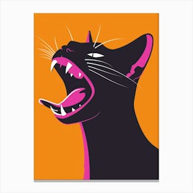 Black Cat With Open Mouth Canvas Print