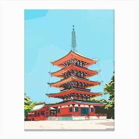 Shitenno Ji Temple Osaka 2 Colourful Illustration Canvas Print