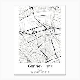 Gennevilliers,France Minimalist Map Canvas Print