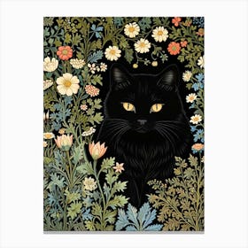 William Morris Black Cat In The Garden Canvas Print