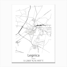 Legnica,Poland Minimalist Map Canvas Print