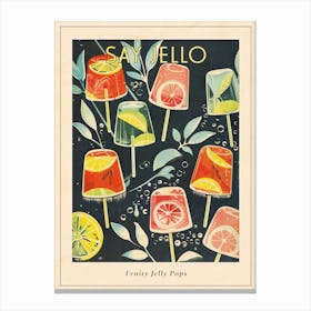 Fruity Jelly Pops Vintage Illustration Poster Canvas Print