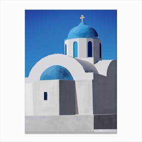 The Blue Dome Church In Oia Santorini Canvas Print
