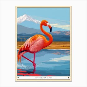 Greater Flamingo Andean Plateau Chile Tropical Illustration 5 Poster Canvas Print
